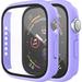 2 Pack Hard PC Case with Tempered Glass Screen Protector Compatible with Apple Watch Series 6 5 4 SE 44mm Case Ultra-Thin Scratch Resistant Overall Protective Cover for iWatch Men Women Lavender