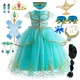 Robe de Princesse Jasmine pour Petite Fille Tenue de ixd'Anniversaire Carnaval Aladdin Lampe