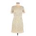 Broadway & Broome Cocktail Dress - Sheath Scoop Neck Short sleeves: Ivory Print Dresses - Women's Size 2