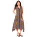 Plus Size Women's Hanky-Hem Dress by Roaman's in Multi Ornate Scarf (Size 34 W)