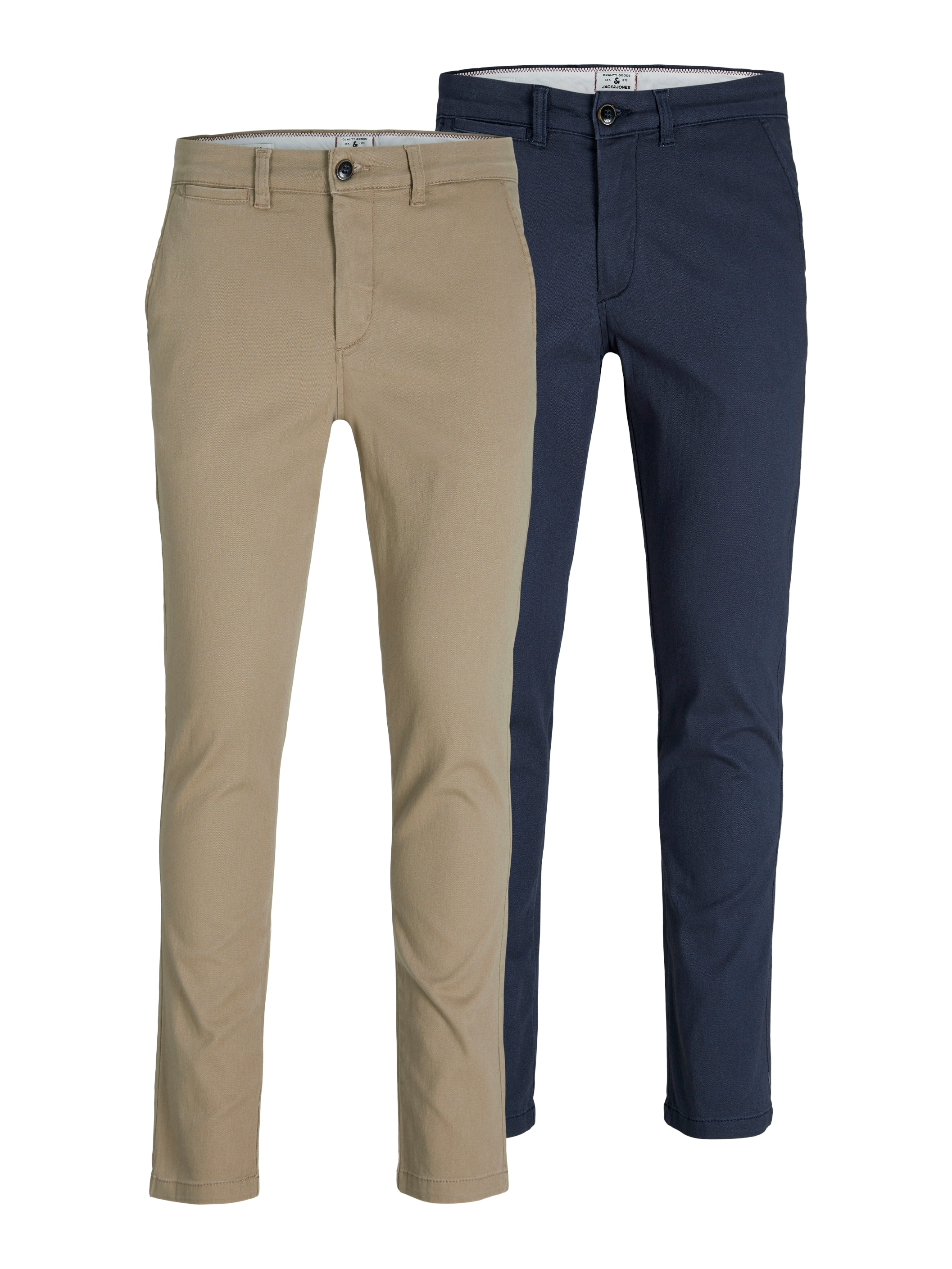 Chinohose JACK & JONES "SLIM FIT MARCO 2PCS", Herren, Gr. 31, Länge 30, beige, Twill, Obermaterial: 98% Baumwolle, 2% Elasthan, schmal lang, Hosen Chinohose