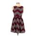 Xhilaration Casual Dress - A-Line: Burgundy Print Dresses - Women's Size X-Small