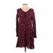 Old Navy Casual Dress - A-Line Tie Neck 3/4 sleeves: Burgundy Dresses - Women's Size Small