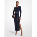 Michael Kors Wool Blend Belted Midi Dress Blue L