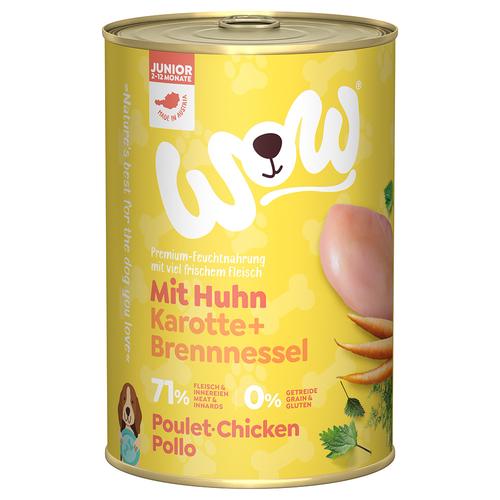 6x 400g WOW Junior Huhn Hundefutter nass