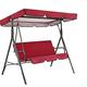 Swing Chair Canopy Replacement,3 Seater Swing Seat Canopy Replacement, Waterproof/sunproof Resistant Swing Canopy Cover for Garden Outdoor(Red)
