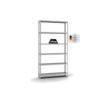 PROREGAL Fachbodenregal Schraubsystem | Grundregal | HxBxT 250x130x30cm | 6 Ebenen | Fachlast 200 kg | Beidseitig nutzbar | Verzinkt Image