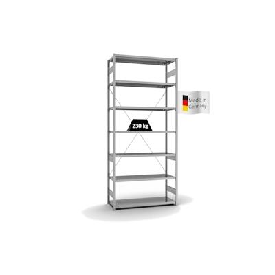 PROREGAL Fachbodenregal Stecksystem | Grundregal | HxBxT 300x130x50cm | 7 Ebenen | Fachlast 230 kg | Einseitig nutzbar | Verzinkt Image