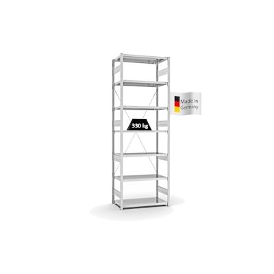 PROREGAL Fachbodenregal Stecksystem | Grundregal | HxBxT 300x100x50cm | 7 Ebenen | Fachlast 330 kg | Einseitig nutzbar | Lichtgrau Image