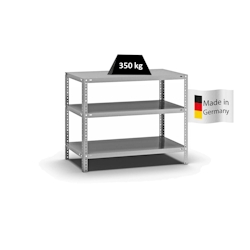 PROREGAL Fachbodenregal Schraubsystem | Grundregal | HxBxT 80x100x50cm | 3 Ebenen | Fachlast 350 kg | Beidseitig nutzbar | Verzinkt Image