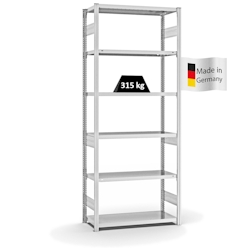 PROREGAL Fachbodenregal Stecksystem | Grundregal | HxBxT 250x100x40cm | 6 Ebenen | Fachlast 315 kg | Beidseitig nutzbar | Lichtgrau Image