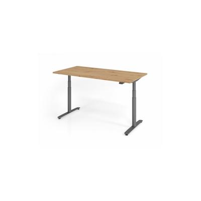 PROREGAL Sitz-Steh-Schreibtisch Rauno | Asteiche | Graues GestellBxT 160x80cm | Höhe 63-127cm | elektrisch stufenlos höhenverstellbar | T-Fuß Gestell Image