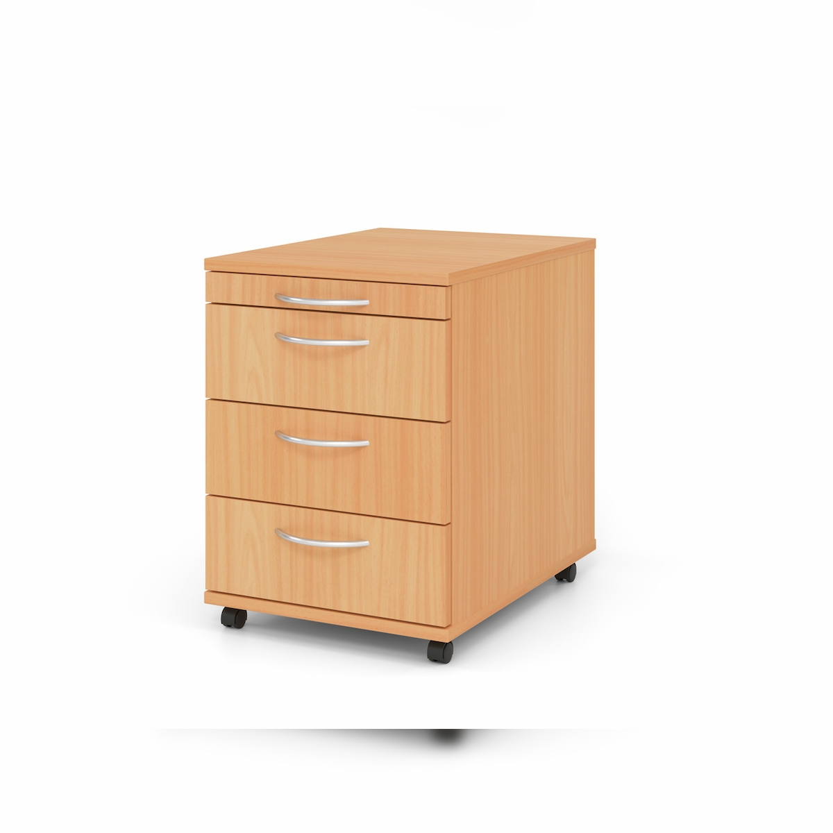 PROREGAL Rollcontainer Karri | Buche | HxBxT 59x42,8x58cm | Bogengriff | 3 Schübe | Kugelführung, Teilauszug Image