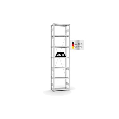 PROREGAL Fachbodenregal Stecksystem | Grundregal | HxBxT 300x75x30cm | 7 Ebenen | Fachlast 220 kg | Einseitig nutzbar | Lichtgrau Image