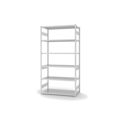 PROREGAL Fachbodenregal Stecksystem | Grundregal | HxBxT 250x130x60cm | 6 Ebenen | Fachlast 240 kg | Beidseitig nutzbar | Lichtgrau Image