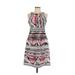 Nine West Casual Dress - A-Line High Neck Sleeveless: White Print Dresses - Women's Size 6