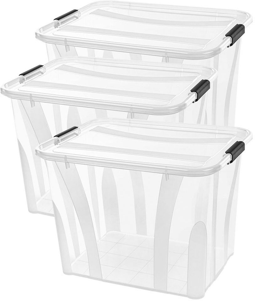 Aufbewahrungsbox SIENA HOME "Anzio", transparent, B:38,5cm H:37,2cm T:51cm, Kunststoff, Aufbewahrungsboxen, Aufbewahrungsbox, Kunststoff, 100% recyclebar