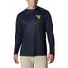 Men's Columbia Navy West Virginia Mountaineers Terminal Shot Omni-Shade Omni-Wick Long Sleeve T-Shirt