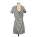 BCBGMAXAZRIA Casual Dress - Shift Cowl Neck Short sleeves: Gray Dresses - Women's Size 2X-Small