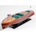 Old Modern Handicrafts Chris Craft Triple Cockpit Painted Model Boat Wood in Brown/Gray | 8.5 H x 32 W x 9 D in | Wayfair B035