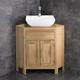 Large Corner Vanity Unit & Rectangle Curved Ceramic Basin Natural Oak White ClickBasin OKLC1007