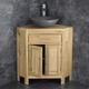 Large Corner Vanity Unit & Black Natural Stone Basin Natural Oak ClickBasin OKLC1015