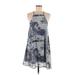 Abbeline Casual Dress - A-Line Halter Sleeveless: Blue Paisley Dresses - Women's Size Medium - Print Wash