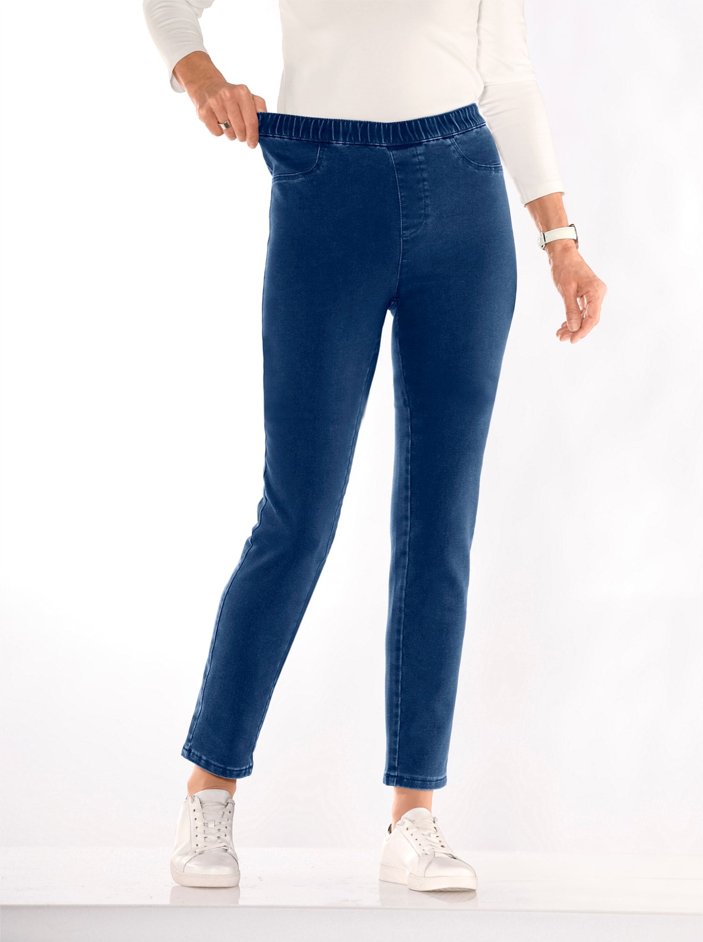 Bequeme Jeans CASUAL LOOKS, Damen, Gr. 38, Normalgrößen, blau (blau, stone, washed), 80% Baumwolle, 19% Polyester, 1% Elasthan, unifarben, lang, Jeans Image