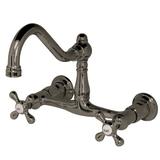 Elements of Design Wall Mounted Bathroom Faucet w/ Double Metal Cross Handles in Gray | 8 H in | Wayfair ES3248AX