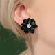 Sexy Frau Schwarz Blume Ohrringe Party Club Zubehör Ohr Stud Ohrringe Modeschmuck Koreanische Perle