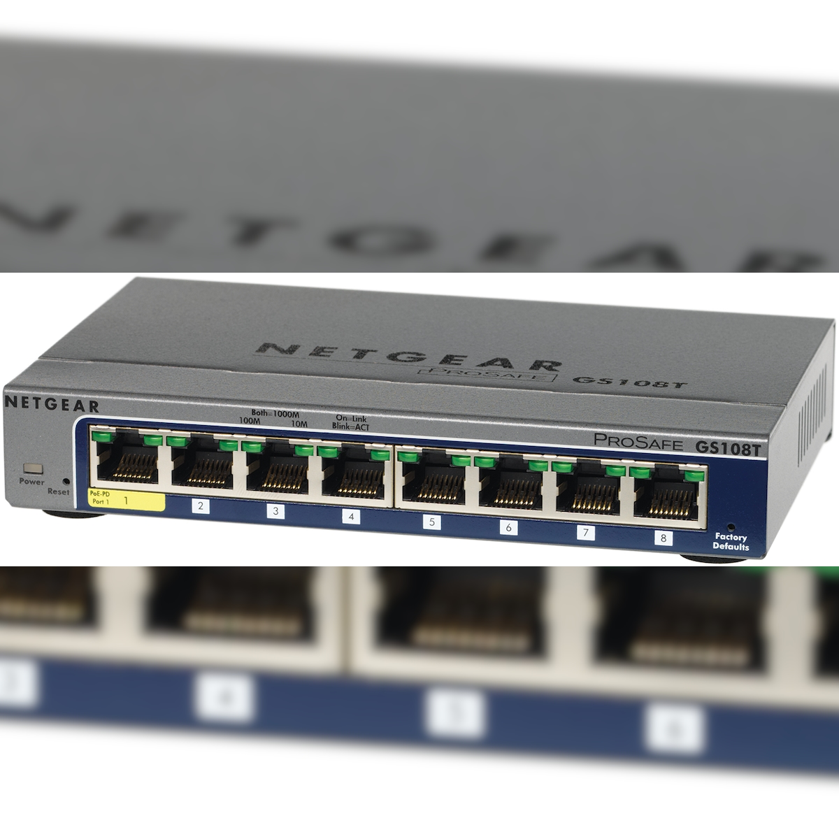 NETGEAR Switch Desktop Pro 8-port 10/100/1000 GS108T-300PES Image