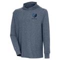 Men's Antigua Heather Navy Memphis Grizzlies Saga Long Sleeve Hoodie T-Shirt