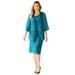 Plus Size Women's Sparkling Lace Jacket Dress by Catherines in Deep Teal (Size 34 W)