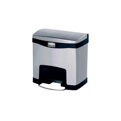 Rubbermaid Slim Jim Step On Container Front Step Pedal-Abfalleimer | 15 Liter, HxBxT 40x30,2x39,6cm | Edelstahl | Silber/Schwarz von PROREGAL Image