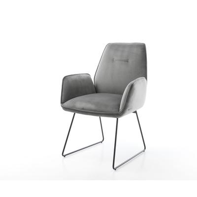 DELIFE Esszimmerstuhl Zoa-Flex Samt Grau Kufengestell Schwarz Taschenfederkern, Esszimmerstühle Image