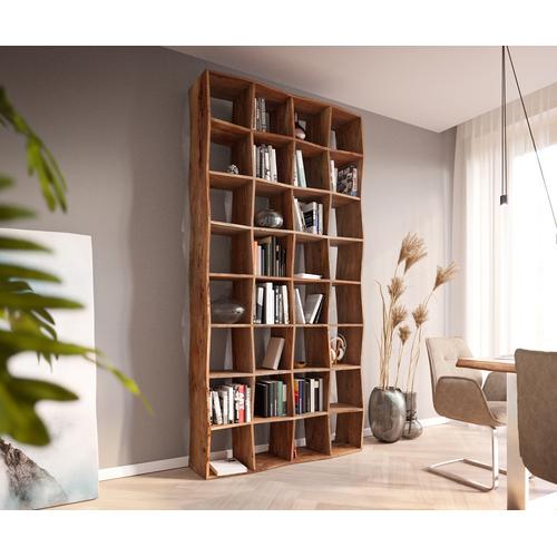 DELIFE Bücherregal Live-Edge 240x120 cm Akazie Natur Massivholz, Standregale, Baumkantenmöbel, Massivholzmöbel, Massivholz