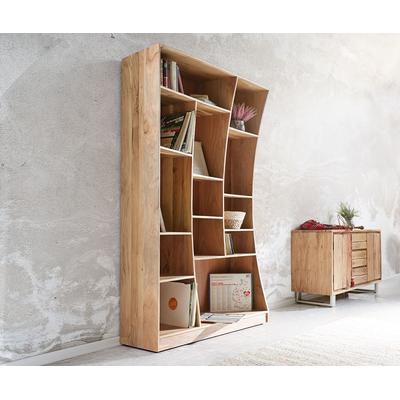 DELIFE Standregal Live-Edge 120 cm Akazie Natur links, Standregale, Baumkantenmöbel, Massivholzmöbel, Massivholz Image