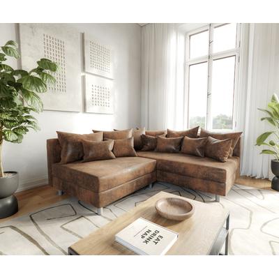 DELIFE Ecksofa Clovis Braun Antik Optik Ottomane Rechts Modulsofa, Design Ecksofas, Couch Loft, Modulsofa, modular Image