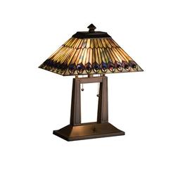 Meyda Lighting Jeweled Peacock Oblong 20" Table Lamp Glass/Metal in Brown/Gray | 20 H x 16 W x 10 D in | Wayfair 26300