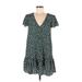 Shareen Casual Dress - DropWaist Plunge Short sleeves: Green Polka Dots Dresses - Women's Size 8