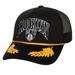 Men's Mitchell & Ness Black Brooklyn Nets Hardwood Classics Gold Leaf Mesh Trucker Snapback Hat