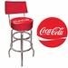 Trademark Global Coca Cola 31" Swivel Bar Stool Upholstered/Metal in Gray/Red | 41.75 H x 20 W x 20 D in | Wayfair Coke-1100-DR