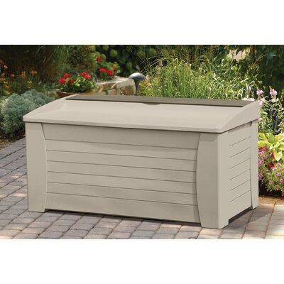 Suncast 83-gallon Waterproof Outdoor Storage Container Brown Tan & Keter Pacific Cool Bar Outdoor Patio Furniture and Hot Tub Side Table with 7.5 Gallon Beer and Wine Cooler 83-gallon 