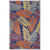 Blue Rectangle 2'8" x 4' Indoor/Outdoor Area Rug - Nourison Aloha Indoor/Outdoor Area Rug 48.0 x 32.0 x 0.25 in/green/orange/red/yellowMetal | Wayfair