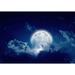 IDEA4WALL Midnight Full Moon Cloud Sky Paintable Wall Mural Vinyl in Blue | 96 W in | Wayfair 8022272261400