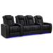 Valencia Theater Seating 123" Wide Genuine Leather Home Theater Seating w/ Cup Holder Genuine Leather in Black | 43.5 H x 123 W x 40 D in | Wayfair