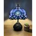 Fleur De Lis Living Simonetti Tiffany Table Lamp Stained Glass Baroque Style Lavender LED Bulb 14"H x 10"W Resin/Glass in Blue | Wayfair