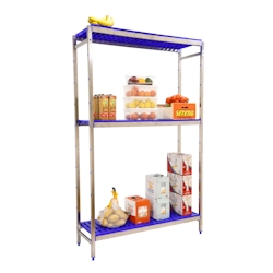 Simoninox Edelstahl-Regal Grundregal SIMONINOX 3 Fachböden aus Polypropilen 2000x1260x500 mm (Höhe x Länge x Breite) Image