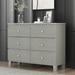 Champagne Silver Rubber Wood Dresser with 6 Drawers Metal Slides Crystal Handle for Bedroom, Living Room