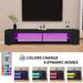 High Gloss TV Stand with LED Lights for TV Up to 75", Media Entertainment Center with Glass Shelves, LED TV Console with Storage